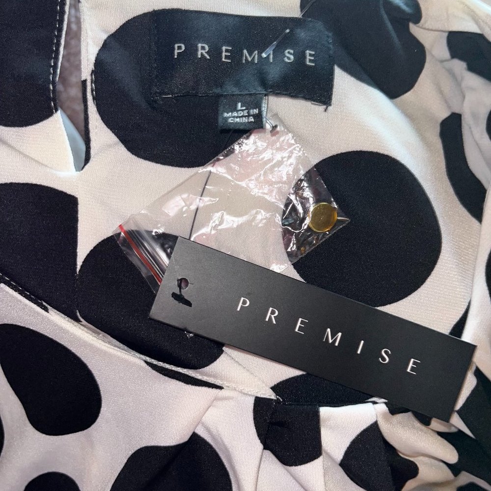 NWT Premise Tank Top Black and White Polka Dot. Size Large